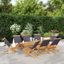Cadeiras jardim dobráveis 8 pcs tecido/madeira maciça antracite