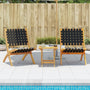 Cadeiras de jardim dobráveis 2 pcs c/ mesa madeira maciça preto