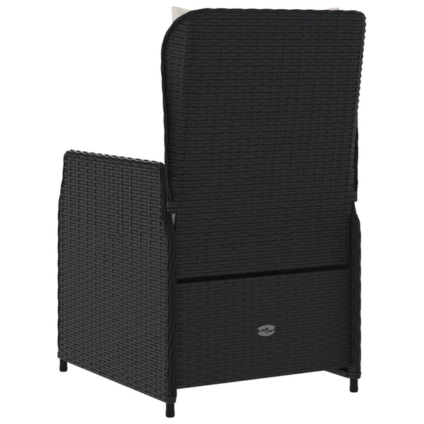 Cadeiras de jardim reclináveis 2pcs vime PE preto