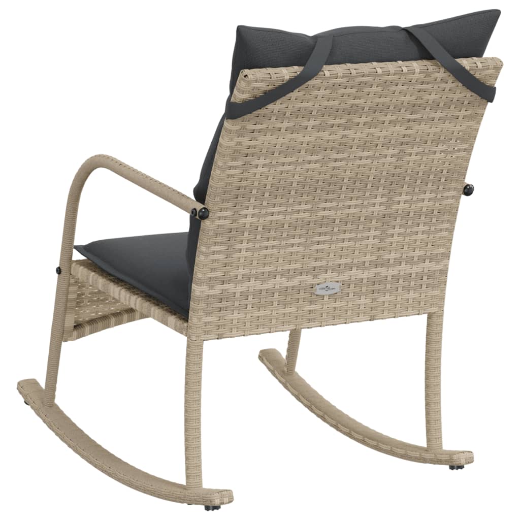 Cadeira de baloiço p/ jardim com almofadões vime PE cinza-claro
