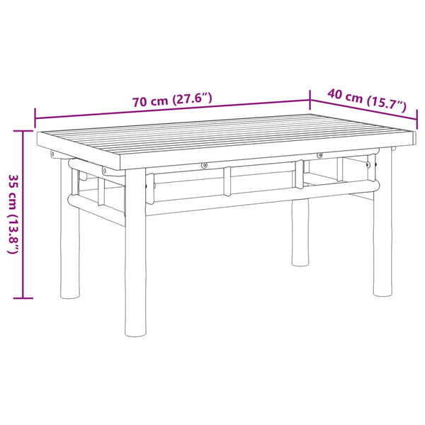 Mesa de centro 70x40x35 cm bambu