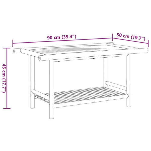 Mesa de centro 90x50x45 cm bambu