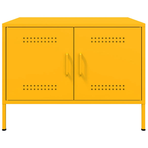Mesa centro 68x50x50,5 cm aço laminado a frio amarelo mostarda