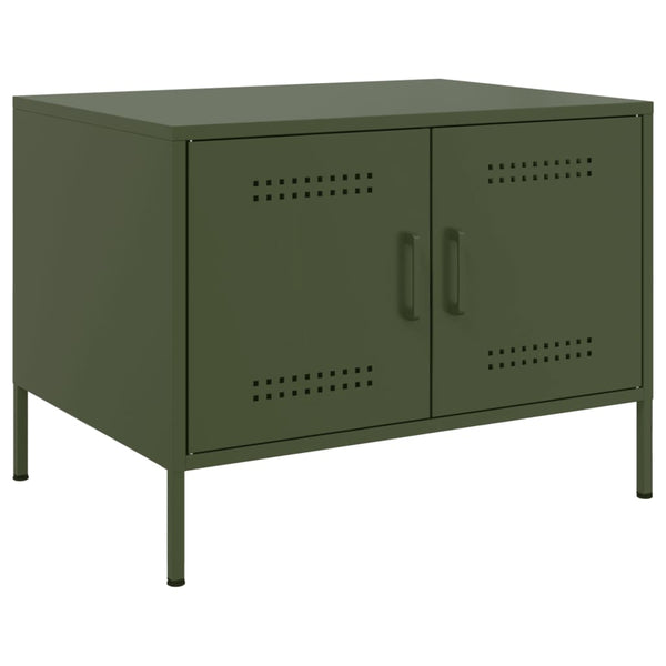 Mesa de centro 68x50x50,5 cm aço laminado a frio verde-azeitona