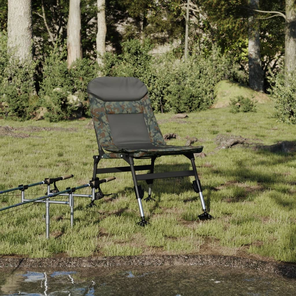 Cadeira de pesca com pernas ajustáveis dobrável camuflagem