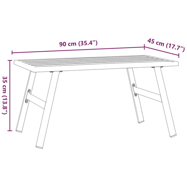 Mesa de centro para jardim 90x45x35 cm aço revestido a pó preto