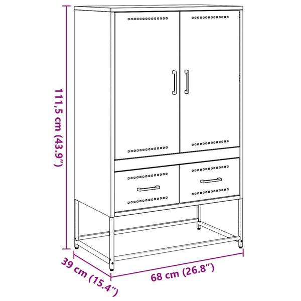 Móvel alto 68x39x111,5 cm aço verde azeitona