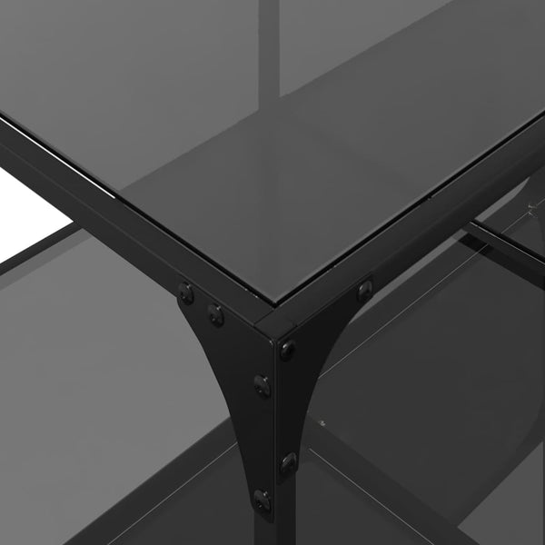 Mesa de centro com topo em vidro preto 98,5x50x40 cm aço