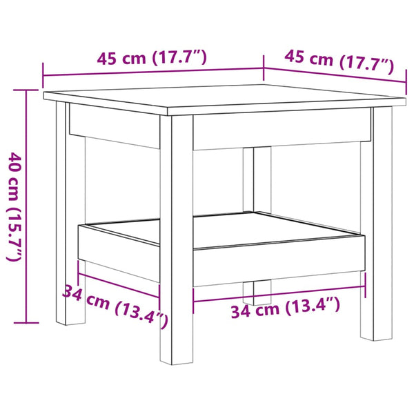 Mesa de centro 45x45x40 cm madeira pinho maciça castanho mel