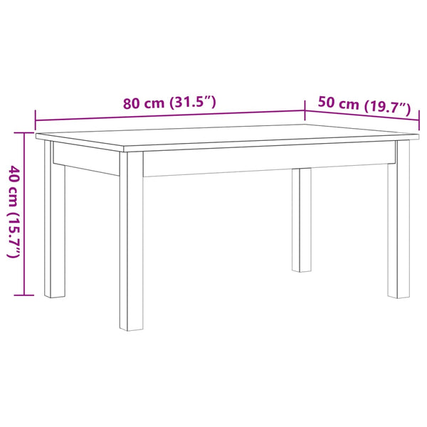 Mesa de centro 80x50x40 cm madeira pinho maciça castanho cera