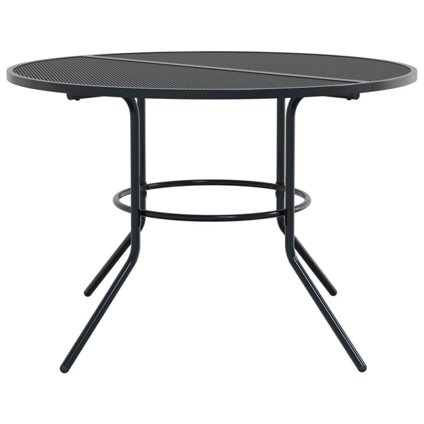 Mesa de pátio redonda Ø110x72,5 cm aço revestido a pó antracite