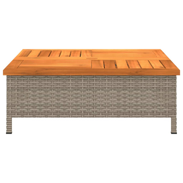 Mesa de jardim 70x70x25cm vime e madeira acácia maciça cinzento