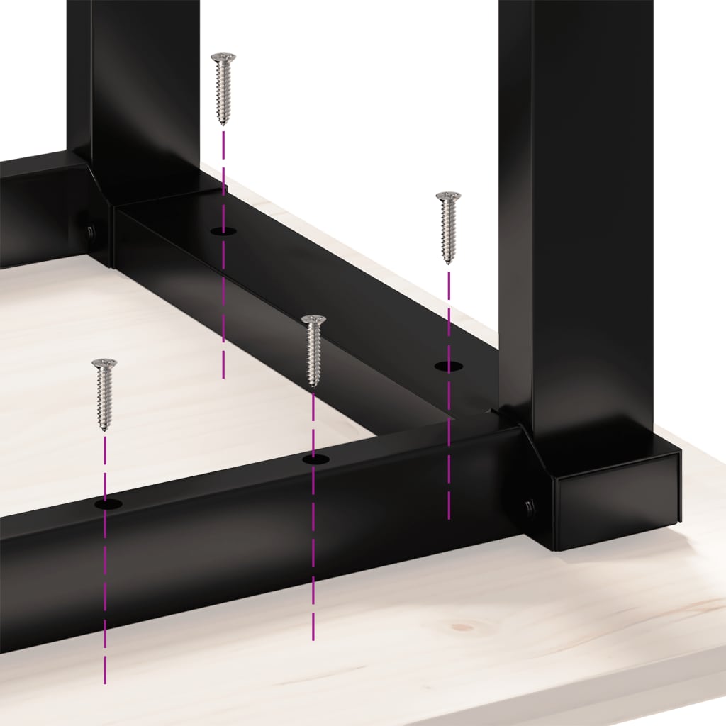 Mesa de centro estrutura em O 110x40x45cm pinho e ferro fundido