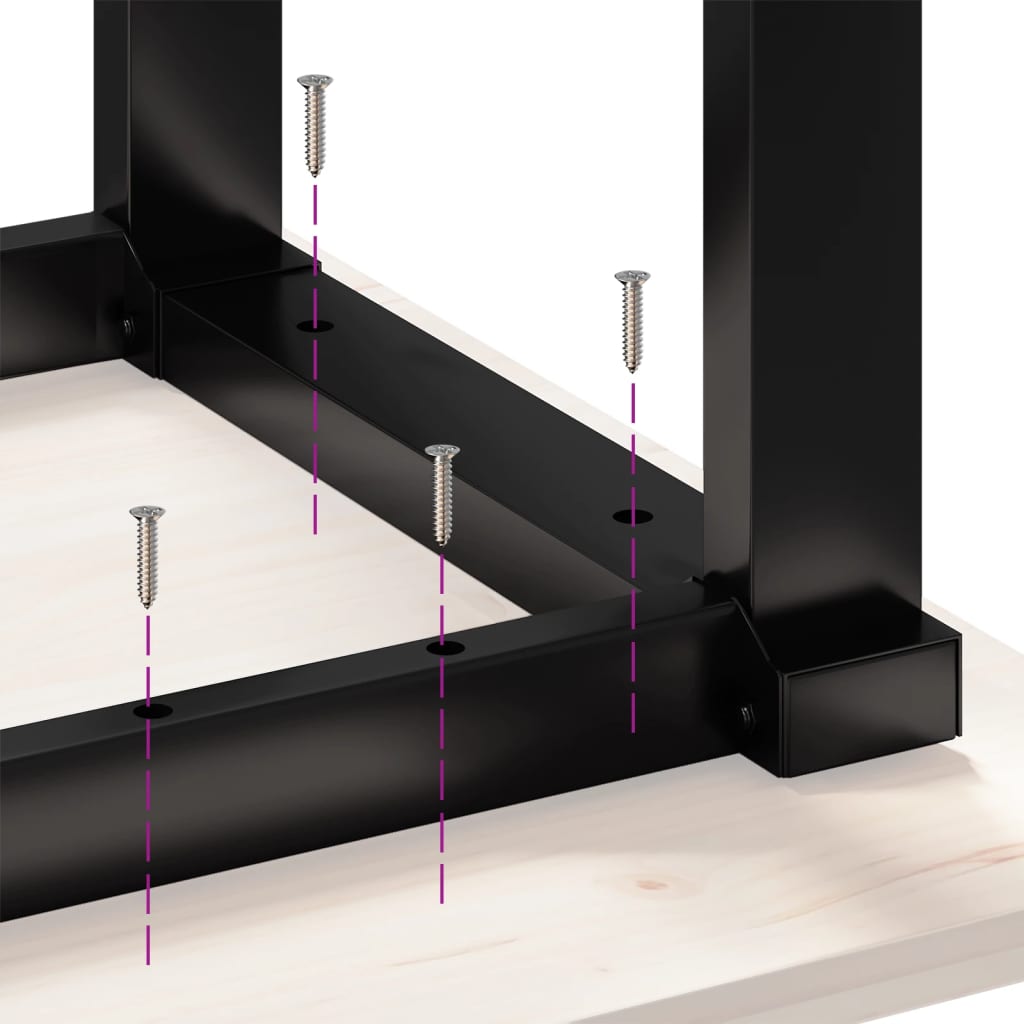 Mesa de jantar estrutura em O 80x80x75 cm pinho e ferro fundido