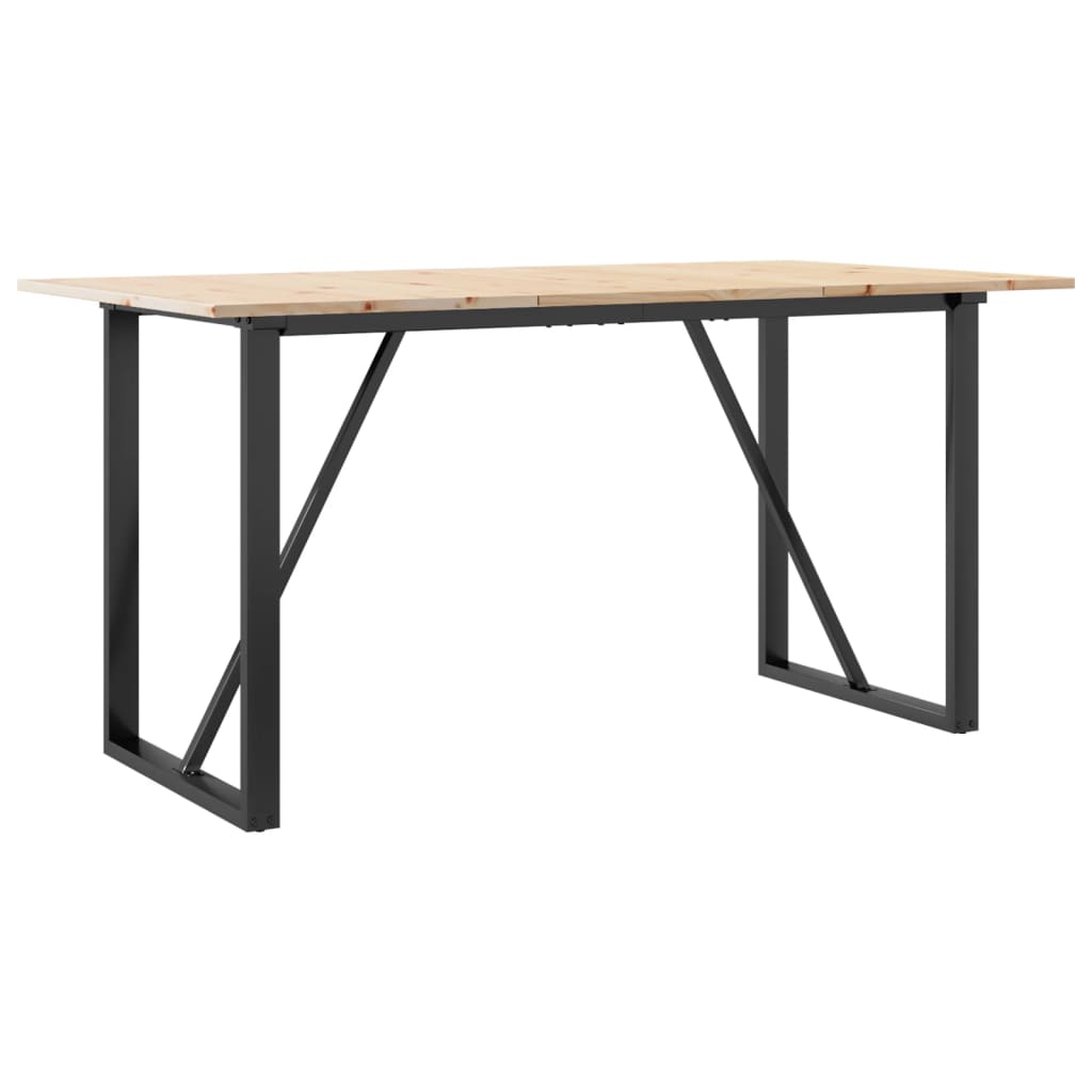 Mesa de jantar estrutura em O 160x80x75cm pinho e ferro fundido