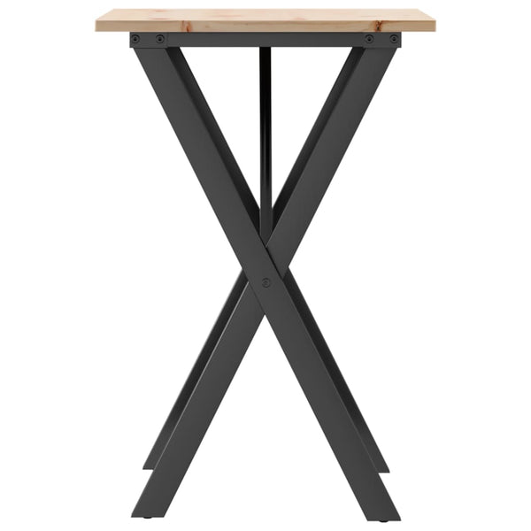 Mesa de jantar estrutura em X 50x50x75 cm pinho e ferro fundido