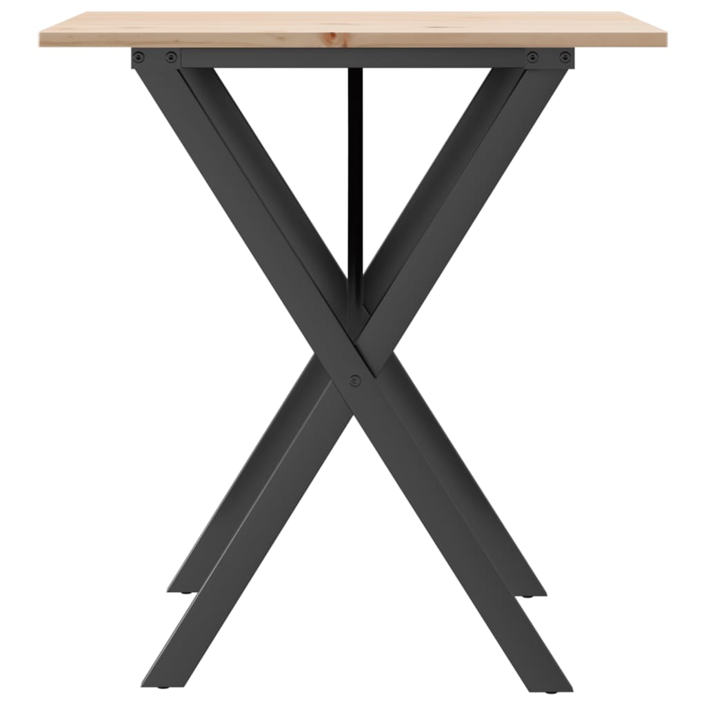 Mesa de jantar estrutura em X 60x60x75 cm pinho e ferro fundido