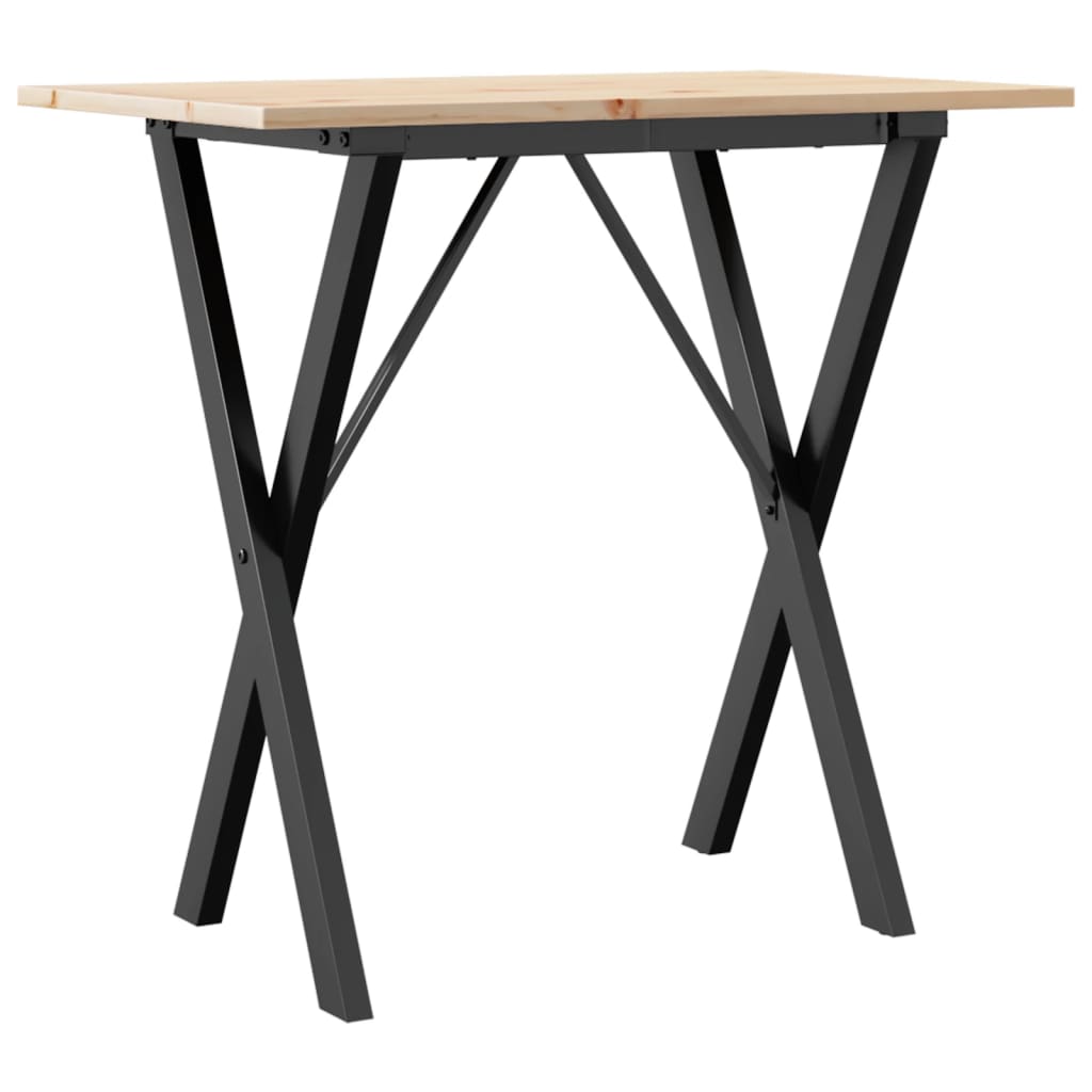 Mesa de jantar estrutura em X 80x50x75 cm pinho e ferro fundido