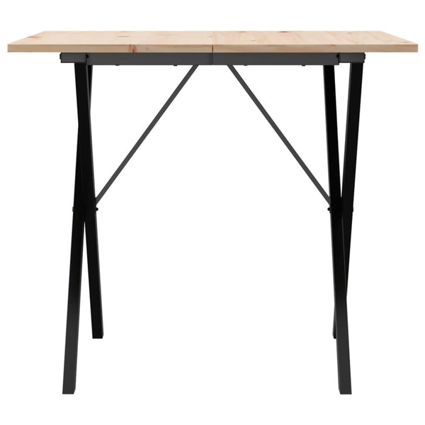 Mesa de jantar estrutura em X 90x90x75 cm pinho e ferro fundido