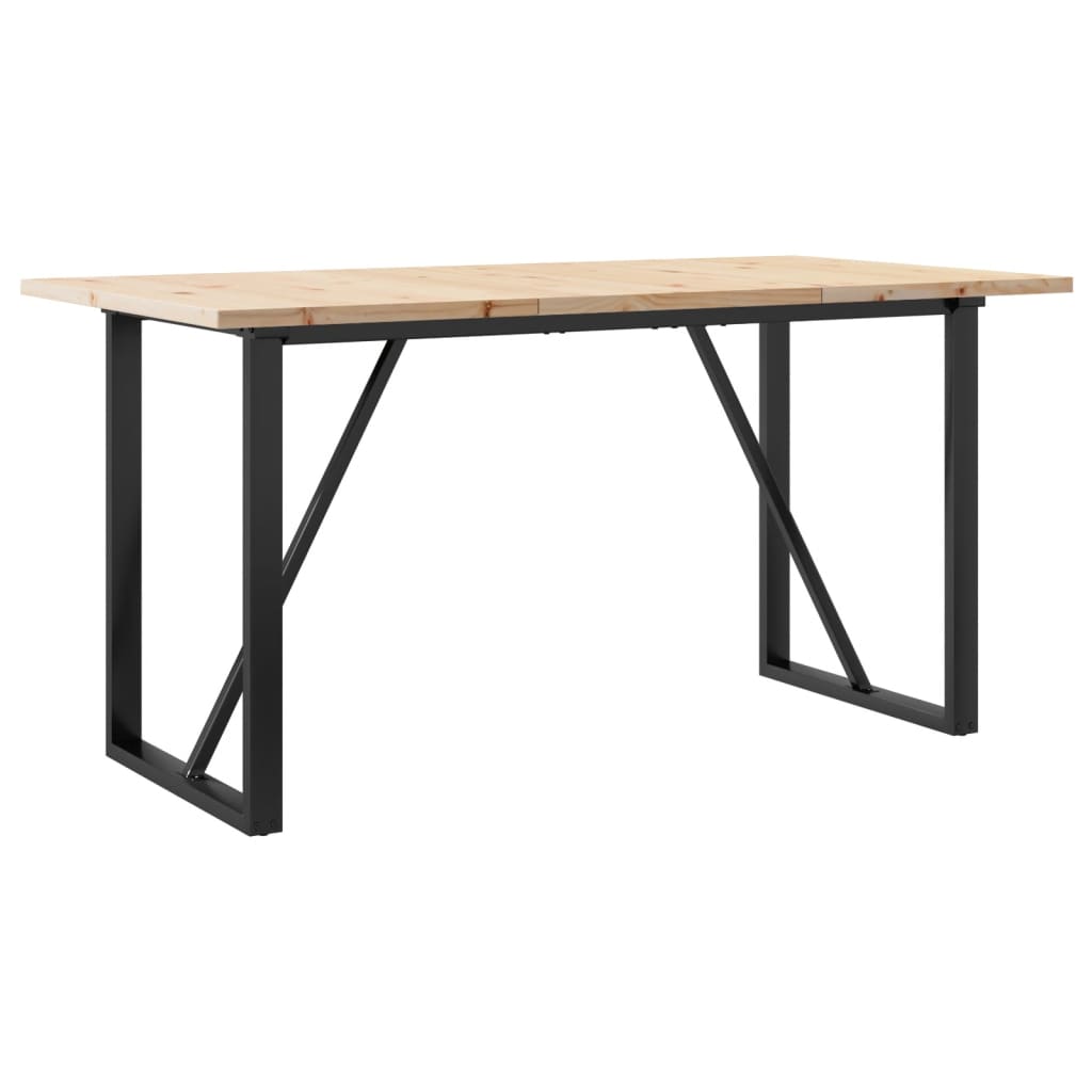 Mesa de jantar estrutura em O 140x80x75,5cm pinho/ferro fundido