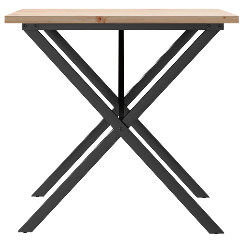 Mesa de jantar estrutura em X 90x90x75,5 cm pinho/ferro fundido