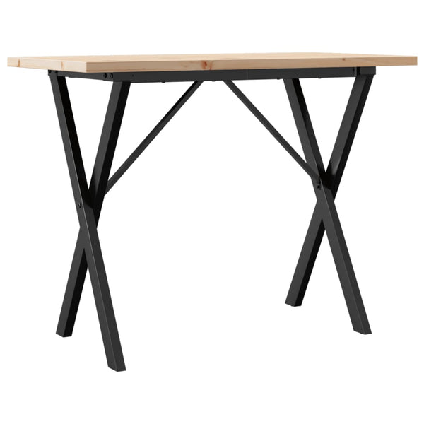 Mesa de jantar estrutura em X 100x50x75,5cm pinho/ferro fundido