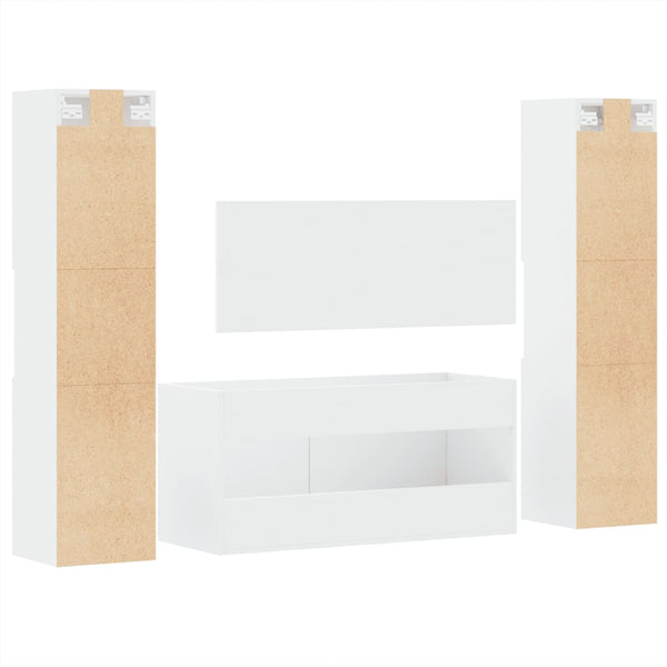 4 pcs conjunto móveis casa de banho derivados de madeira branco