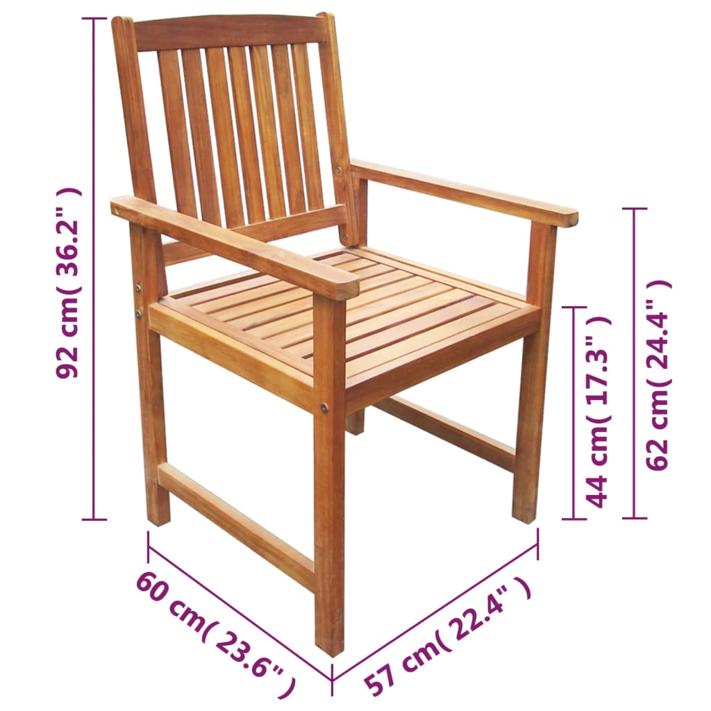 Cadeiras de jardim 2 pcs madeira acácia maciça castanho
