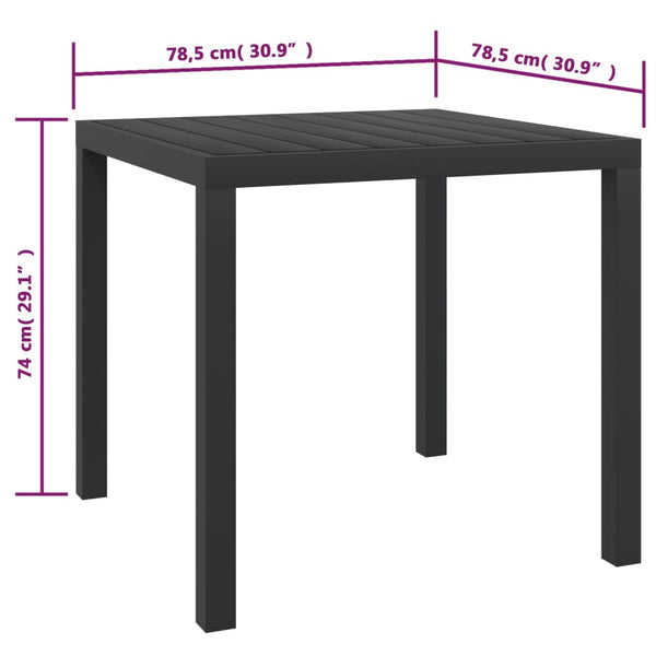 Mesa de jardim em alumínio e WPC 80x80x74 cm preto