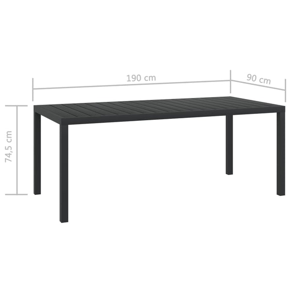 Mesa de jardim em alumínio e WPC 185x90x74 cm preto