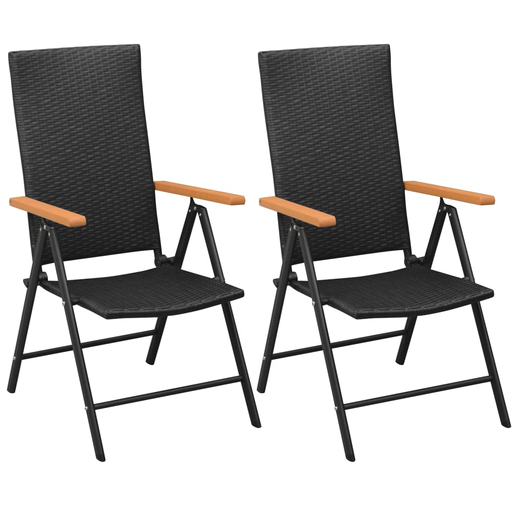 Cadeiras de jardim empilháveis 2 pcs vime PE preto
