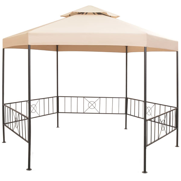 Tenda/gazebo de jardim hexagonal 323x265 cm bege