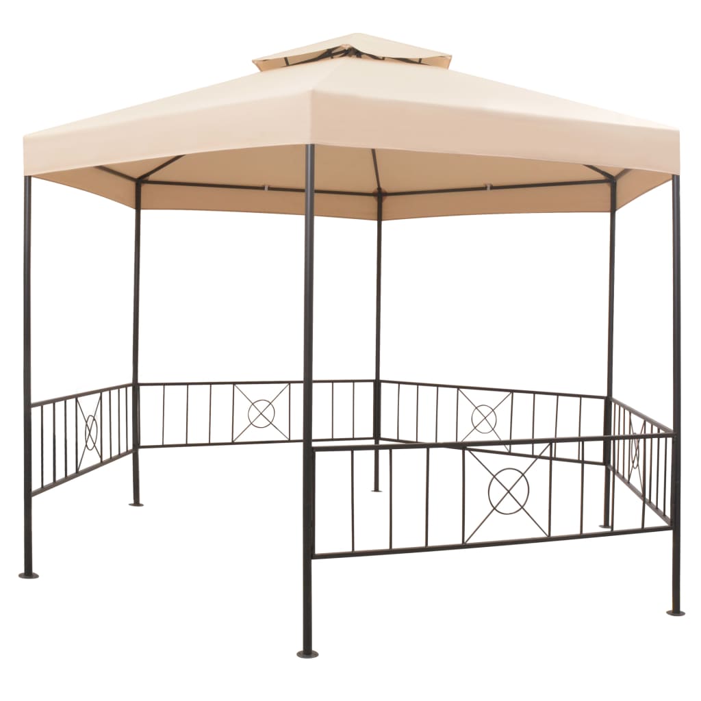 Tenda/gazebo de jardim hexagonal 323x265 cm bege