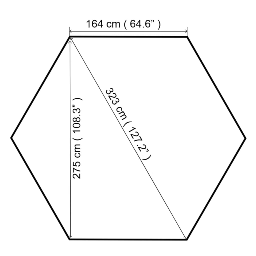 Tenda/gazebo de jardim hexagonal 323x265 cm bege