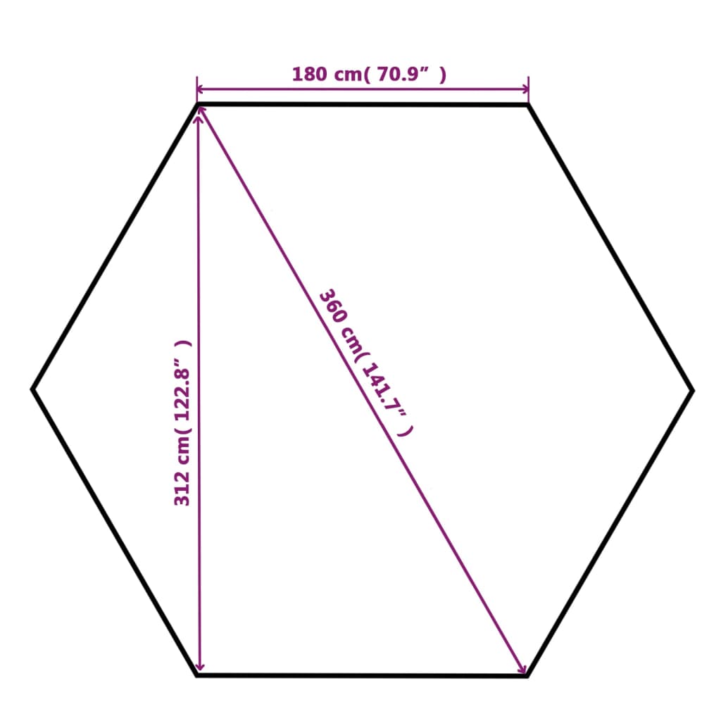 Tenda de jardim com cortinas hexagonal 360x265 cm