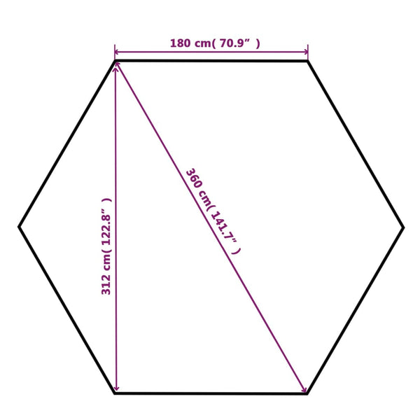 Tenda de jardim com cortinas hexagonal 360x265 cm