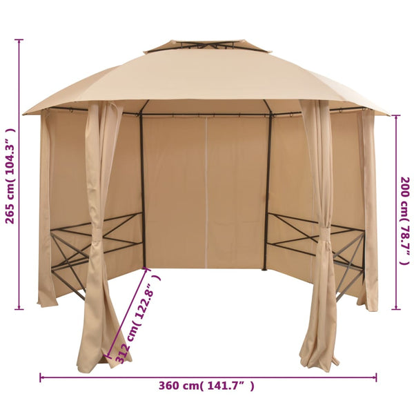 Tenda de jardim com cortinas hexagonal 360x265 cm