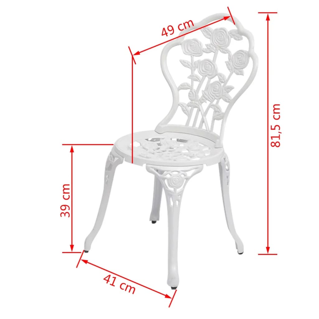 Cadeiras de bistrô 2 pcs alumínio fundido branco