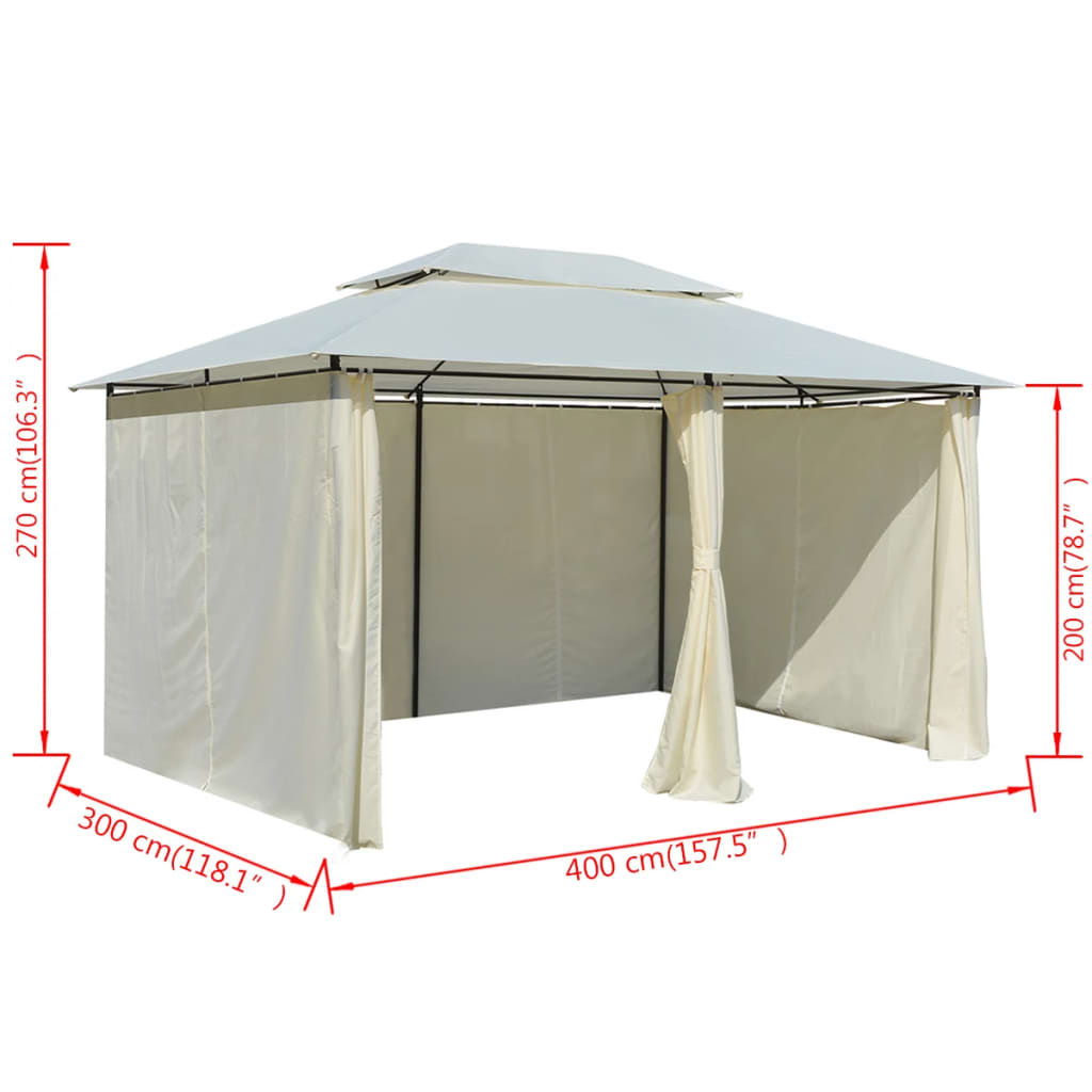 Tenda de jardim com cortinas 4x3 m branco