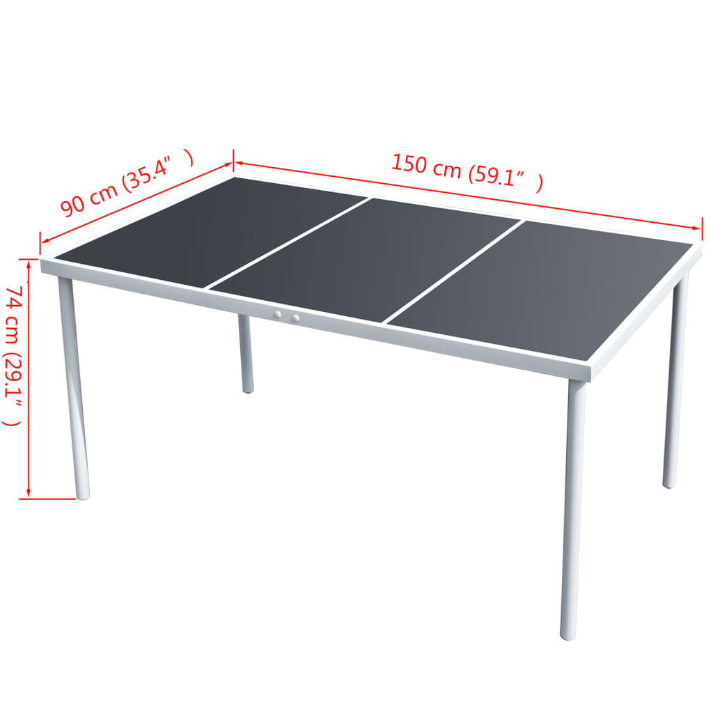 Mesa de jardim 150x90x74 cm preto aço