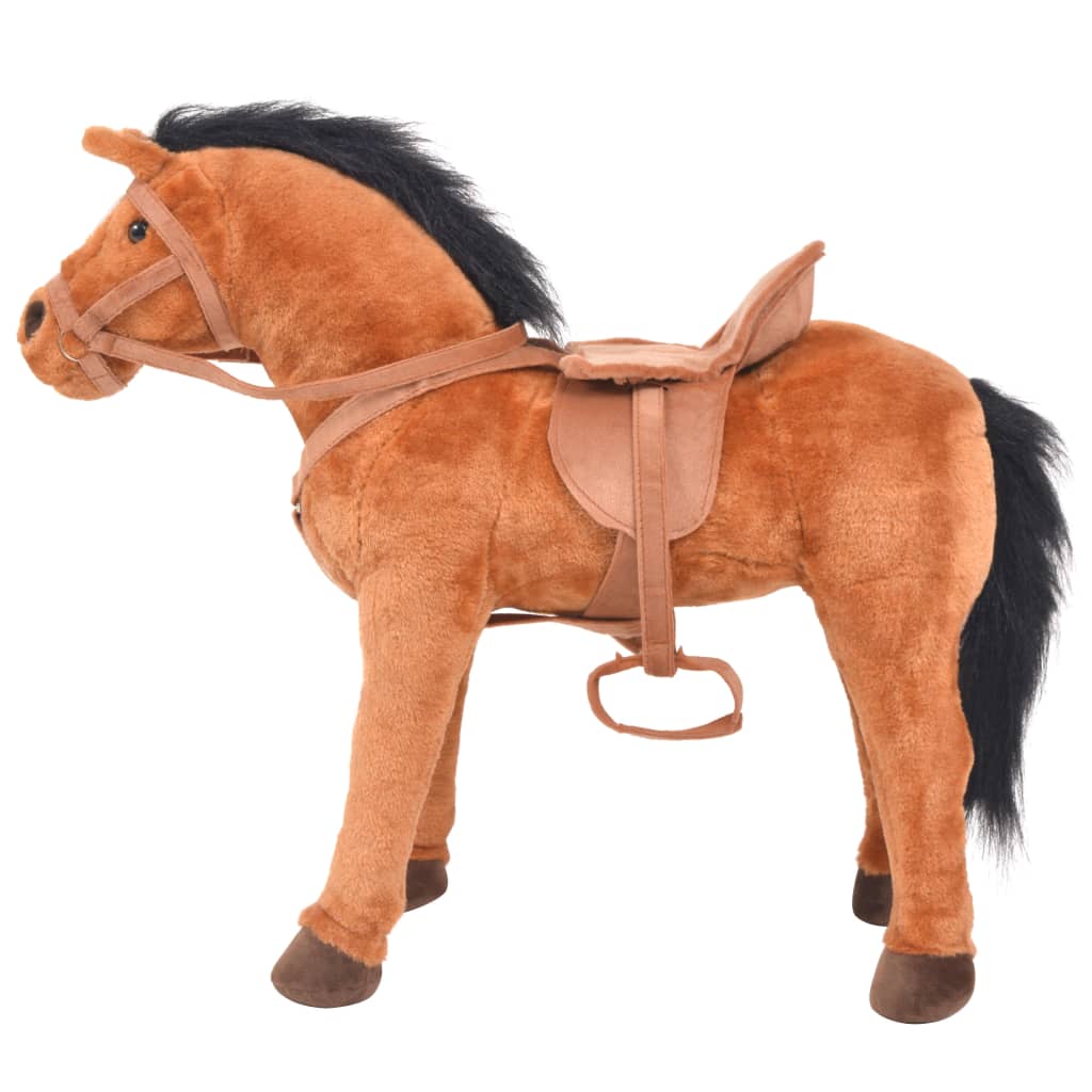 Brown riding plush horse
