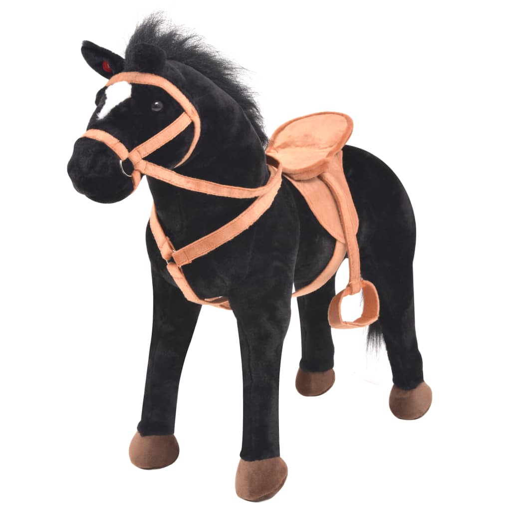 Black riding plush horse