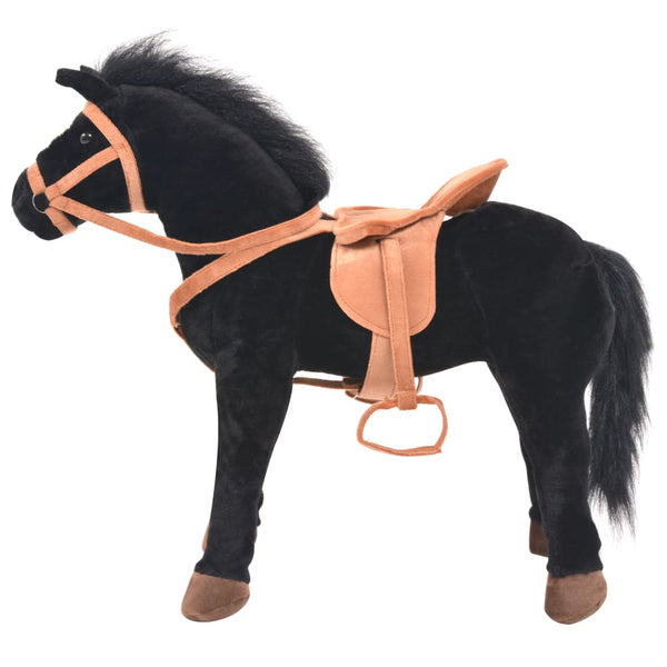Black riding plush horse