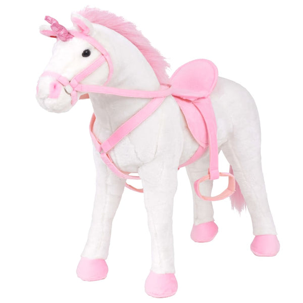Unicornio de peluche XXL blanco y rosa