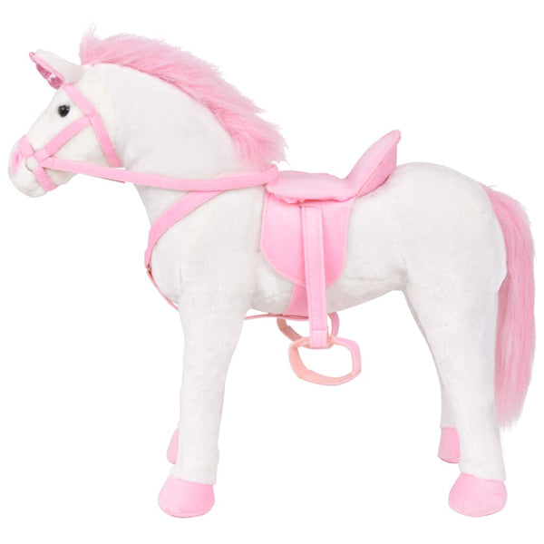 Unicornio de peluche XXL blanco y rosa