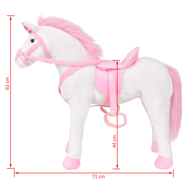 Unicornio de peluche XXL blanco y rosa