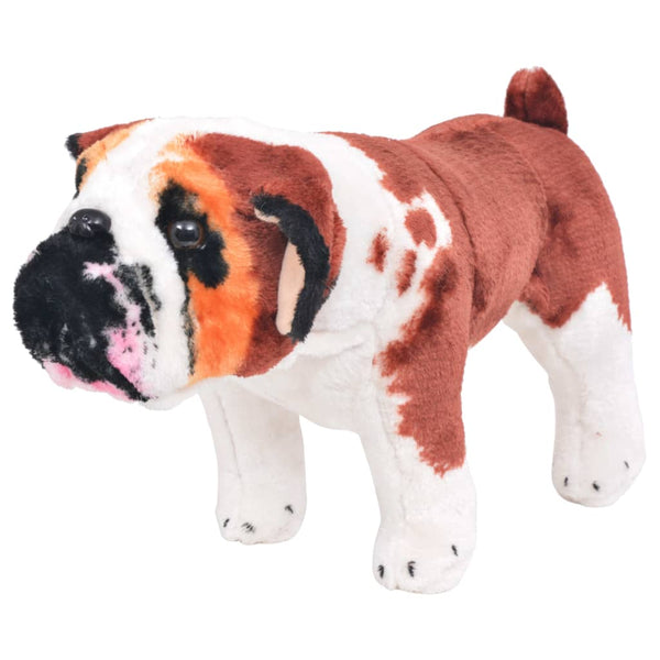 XXL white and brown plush bulldog riding toy