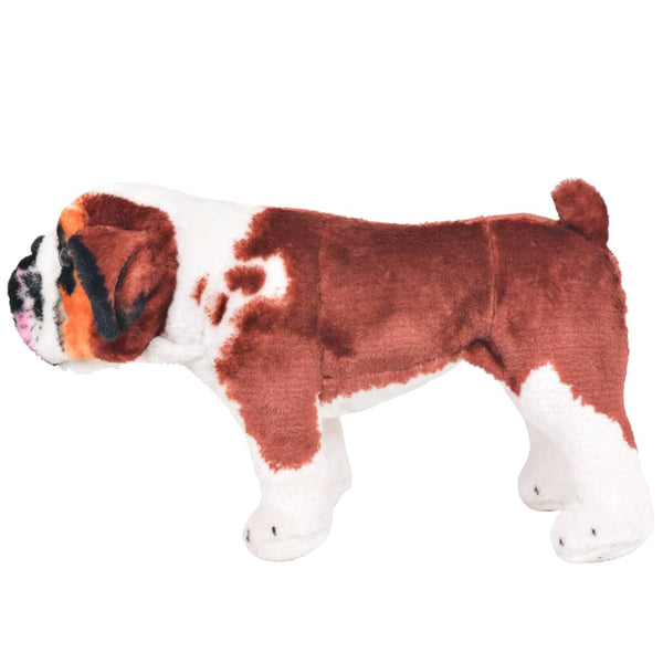 XXL white and brown plush bulldog riding toy
