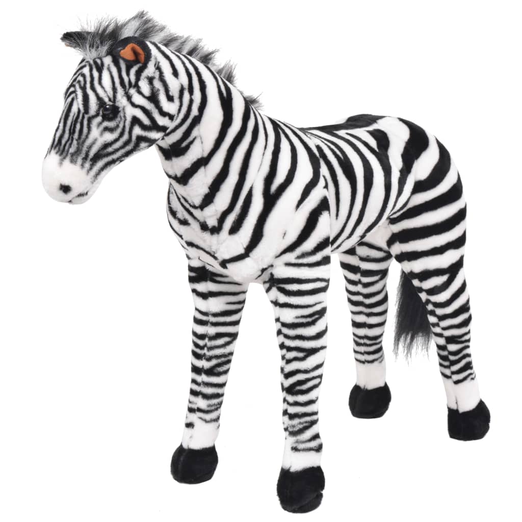 Black and white plush zebra riding toy XXL