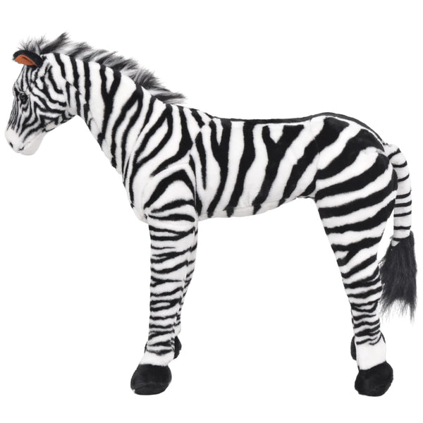Black and white plush zebra riding toy XXL